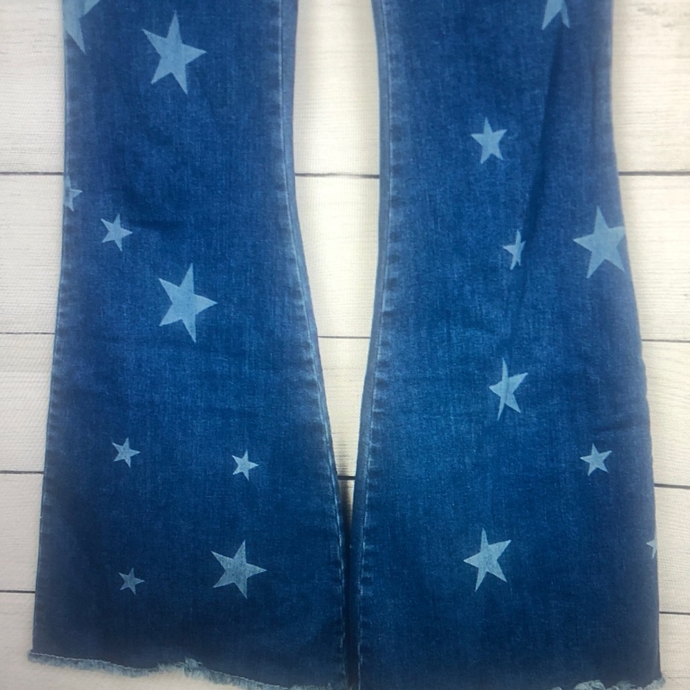 Star Patterned Blue Flared Jeans - image 4